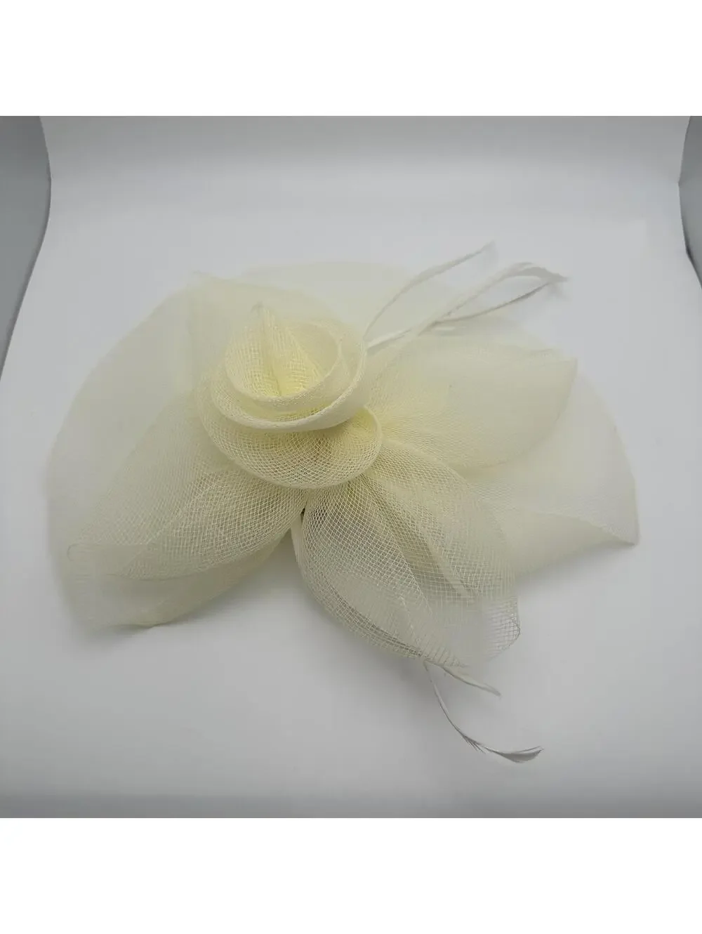 Elegant Cream Mesh Floral Fascinator